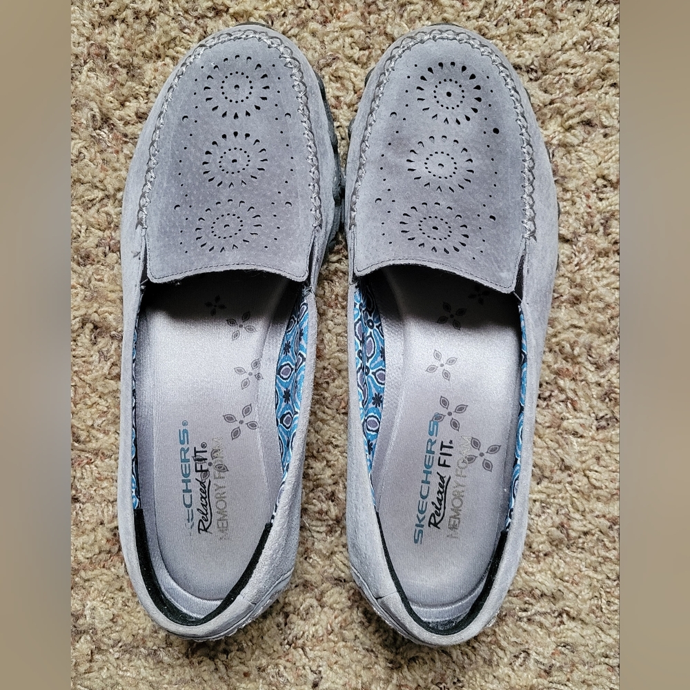 Women's Sketchers grey slip on shoes with memory foam soles